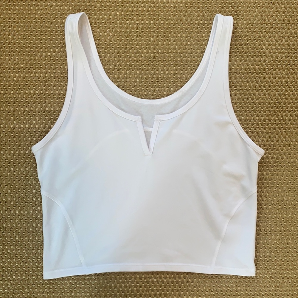 Lululemon, white tank. mesh like material. Brand new condition.